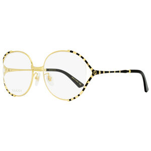 Gucci Gold and Black Striped Round Metal Glasses